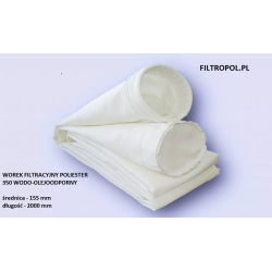 Worek filtracyjny - poliester 350 wodo-olejoodporny - średnica 155 mm, długość 2000 mm